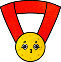 médaille d'or de dessin animé de texture grunge rétro png