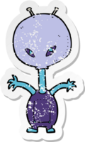 retro noodlijdende sticker van een cartoon ruimte alien png