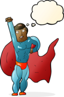 Cartoon-Superheld mit Gedankenblase png