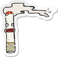 retro distressed sticker of a cartoon cigarette png