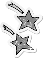 distressed sticker cartoon doodle of ninja throwing stars png