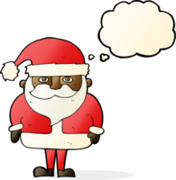 tekenfilm de kerstman claus met gedachte bubbel png