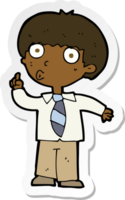 sticker of a cartoon school boy with question png