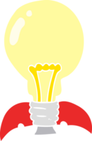 ilustração de cor plana de um foguete de lâmpada de desenho animado png