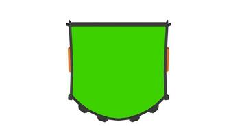 3d transition animation of a shield with a green screen on the front, white background video