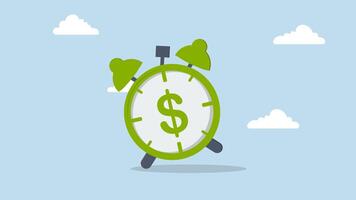 Time for money, 4k animation of ringing alarm clock with a dollar sign on the dial. video