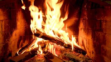 Cozy Relaxing Fireplace. TV Screen Saver. A Looping Clip of a Fireplace with Medium Size Flames Christmas Holidays Concept. for Meditation video