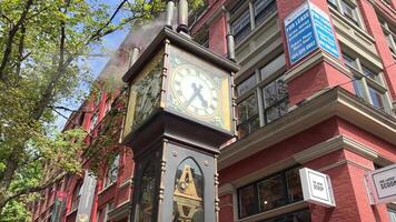 clock mechanism working in steam in gastown close shot technology tourist destinations for a trip to vancouver downtown inventors of the last century Fascinating spectacle Canada Vancouver video