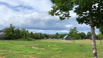 zentral Friedhof im das Stadt von surrey sauber Rasenflächen Beschriftung Einladung zu gehen Gräber Straße Asphalt Gras Vancouver Kanada surrey 2023 video