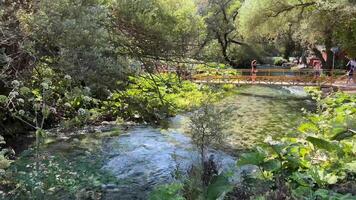 The Blue Eye Syri i Kalter.Mountain Spring. People bathing,summer, holidays Blue Eye Albania located in Sarande district video