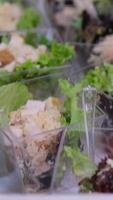 Buffet and snacks at a business event. Catering serves a banquet, beautiful and neat snacks are laid out on trays for guests. video