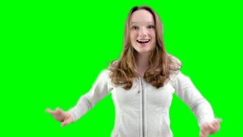 Surprised Young Woman Wondering on White Background video