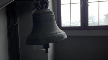 Church Bell, Shot Taken From Below. Bell Moves From Side To Side. antique bell video