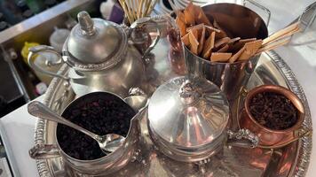 Collection of Vintage Pewter Glasses and Drink Shots, Close Up silver tea mug vintage video