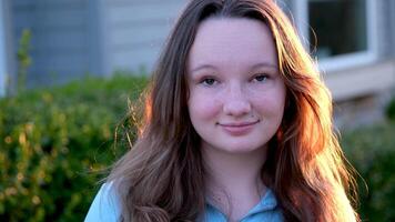 Smile of a bright teenage girl close up. Mouth close-up. video