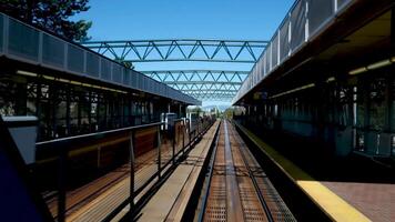 Vancouver SkyTrain new Canada Line to Surrey home rails train sky train road trip traffic big city life convenience comfort blue sky nice weather various professional quality and photo stations video