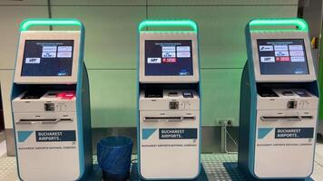 Customers lining up to withdraw money from the automated teller machine offers fast and convenient banking transaction. video