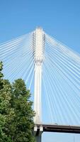 Hafen mann Brücke Kanada Über das Fraser Fluss im bc Unterseite Seite Aussicht Nahansicht Zoomen im Kamera Hafen mann Brücke genommen im Hafen Coquitlam, größer Vancouver, britisch Columbia, Kanada 2023 video