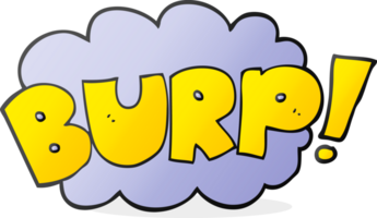 freehand drawn cartoon burp text png