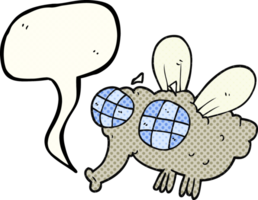 freehand drawn comic book speech bubble cartoon fly png