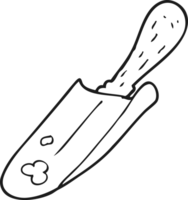 freehand drawn black and white cartoon shovel png