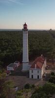 Vertical Lighthouse of Vila Real de Santo Antonio in Algarve Portugal Aerial View video