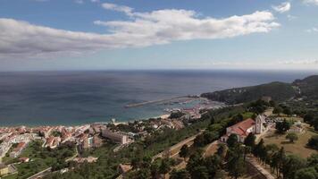 Stadt von sesimbra Portugal Antenne Aussicht video