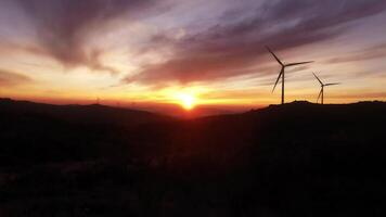 Windmühlen beim atemberaubend Sonnenuntergang video