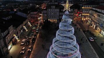 ville Noël arbre à nuit video