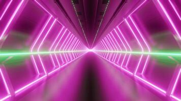 3D loop animation of illuminated futuristic tunnel, sci fi background video