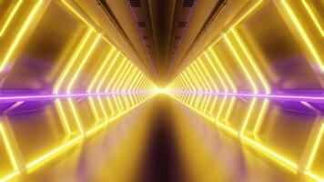 3D loop animation of illuminated futuristic tunnel, sci fi background video