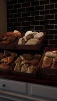 Assorted Bread Display in a Bakery video