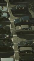 Crowded Parking Lot Filled With Parked Cars video