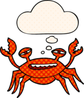 crabe de dessin animé et bulle de pensée dans le style de la bande dessinée png