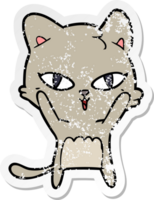 distressed sticker of a cartoon cat png