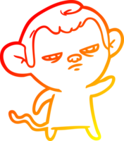 warm gradient line drawing cartoon annoyed monkey png