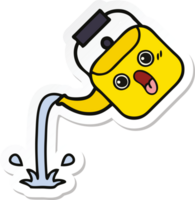 sticker of a cute cartoon pouring kettle png