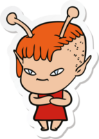 sticker of a cute cartoon alien girl png