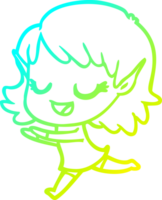 cold gradient line drawing happy cartoon elf girl running png