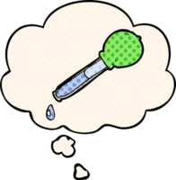 cartoon pipette and thought bubble in comic book style png