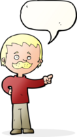 tecknad serie man med mustasch pekande med Tal bubbla png