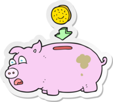 sticker of a cartoon piggy bank png