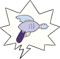 pistolet à rayons de dessin animé et bulle de dialogue png