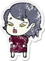 distressed sticker of a cute cartoon vampire girl png