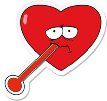 autocollant d'un coeur malade d'amour de dessin animé png