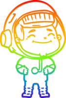 rainbow gradient line drawing happy cartoon astronaut png