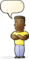 cartoon tough guy with folded arms with speech bubble png