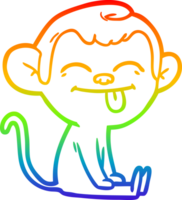 rainbow gradient line drawing funny cartoon monkey sitting png