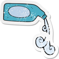 retro distressed sticker of a cartoon cleaning product pouring png