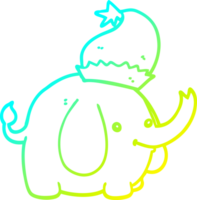 línea de gradiente frío dibujo elefante de navidad de dibujos animados lindo png